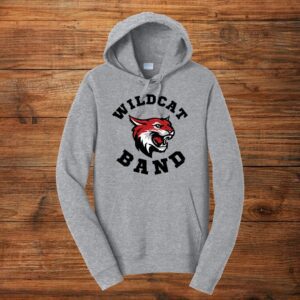 Grey hoodie with Wildcat Band mascot