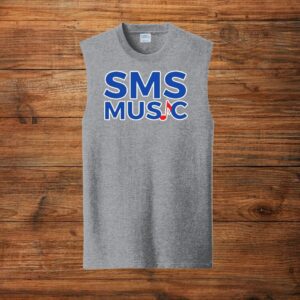 Heather gray sleeveless top with SMS music logo