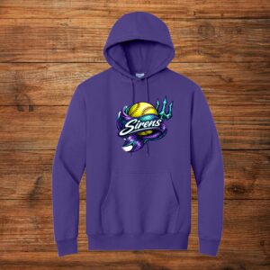 Purple hoodie with Sirens logo design.